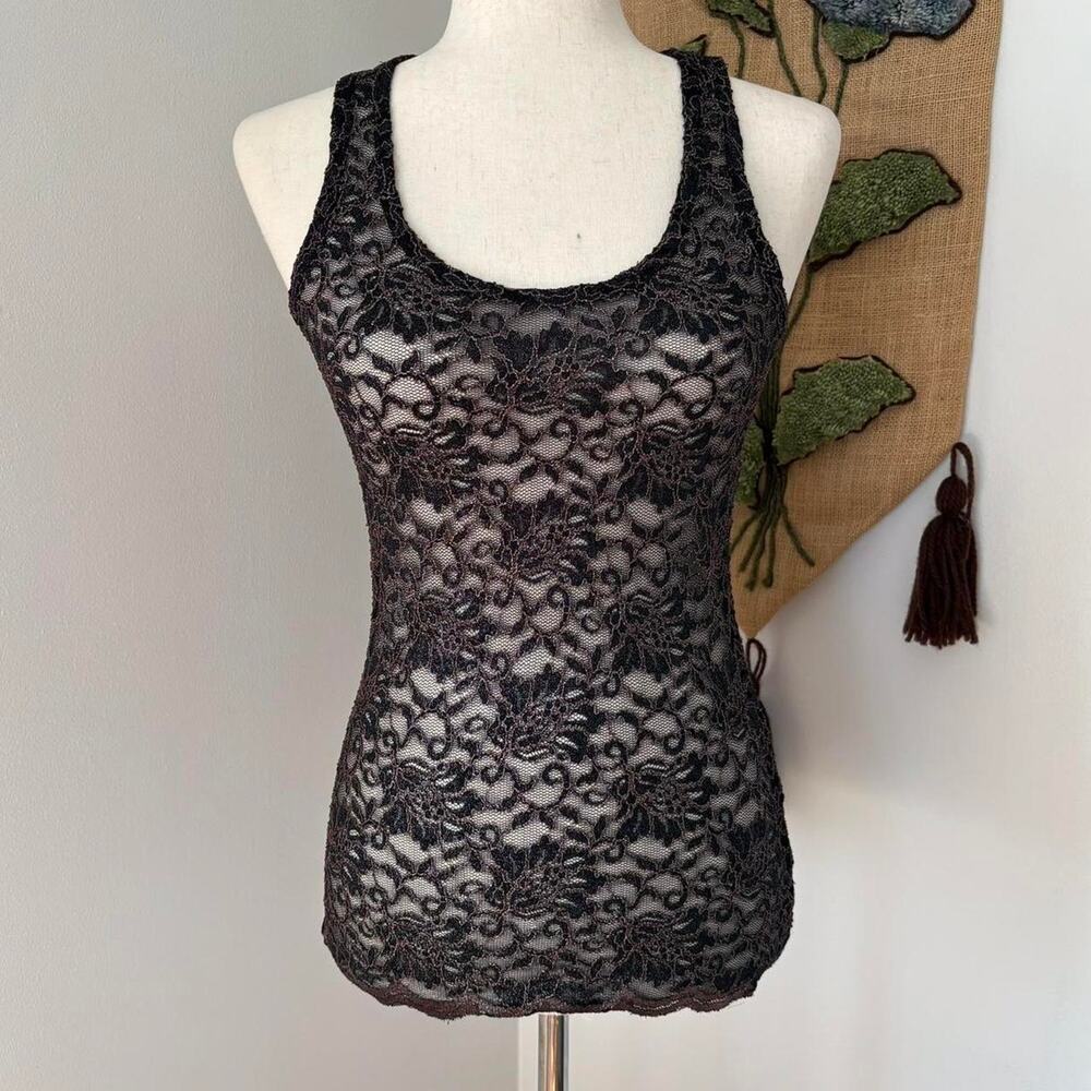 Black and gold lace racerback